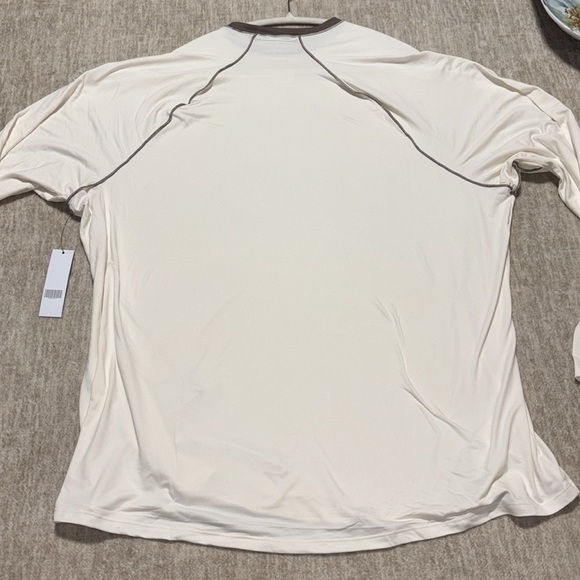 NWT 3X Tahari long sleeve tunic tee cream and brown ringer round collar light - Picture 6 of 6